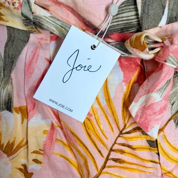 Joie Jaklynn Tropical Linen Tie Waist Shorts NWT Size 4 - Picture 5 of 12